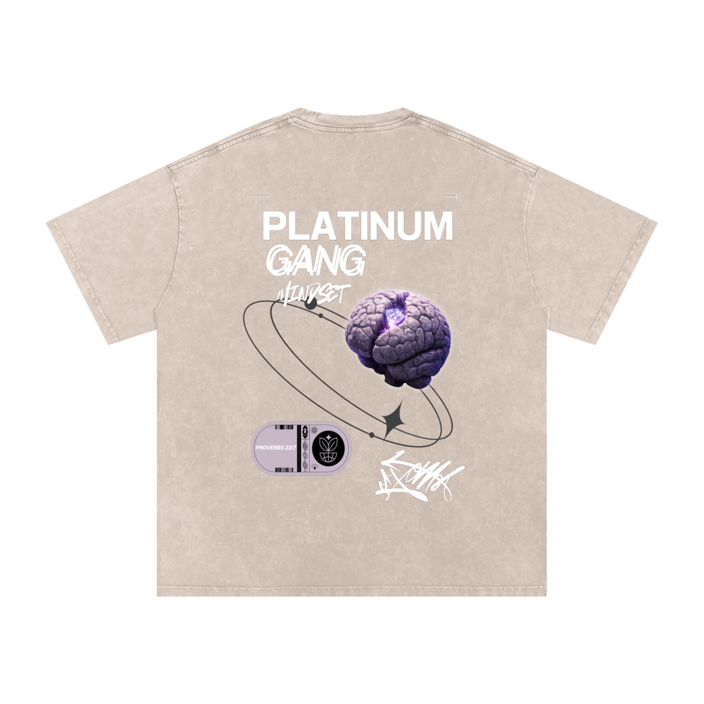 Platinum Mind Snow Washed Oversized Cotton T-Shirt
